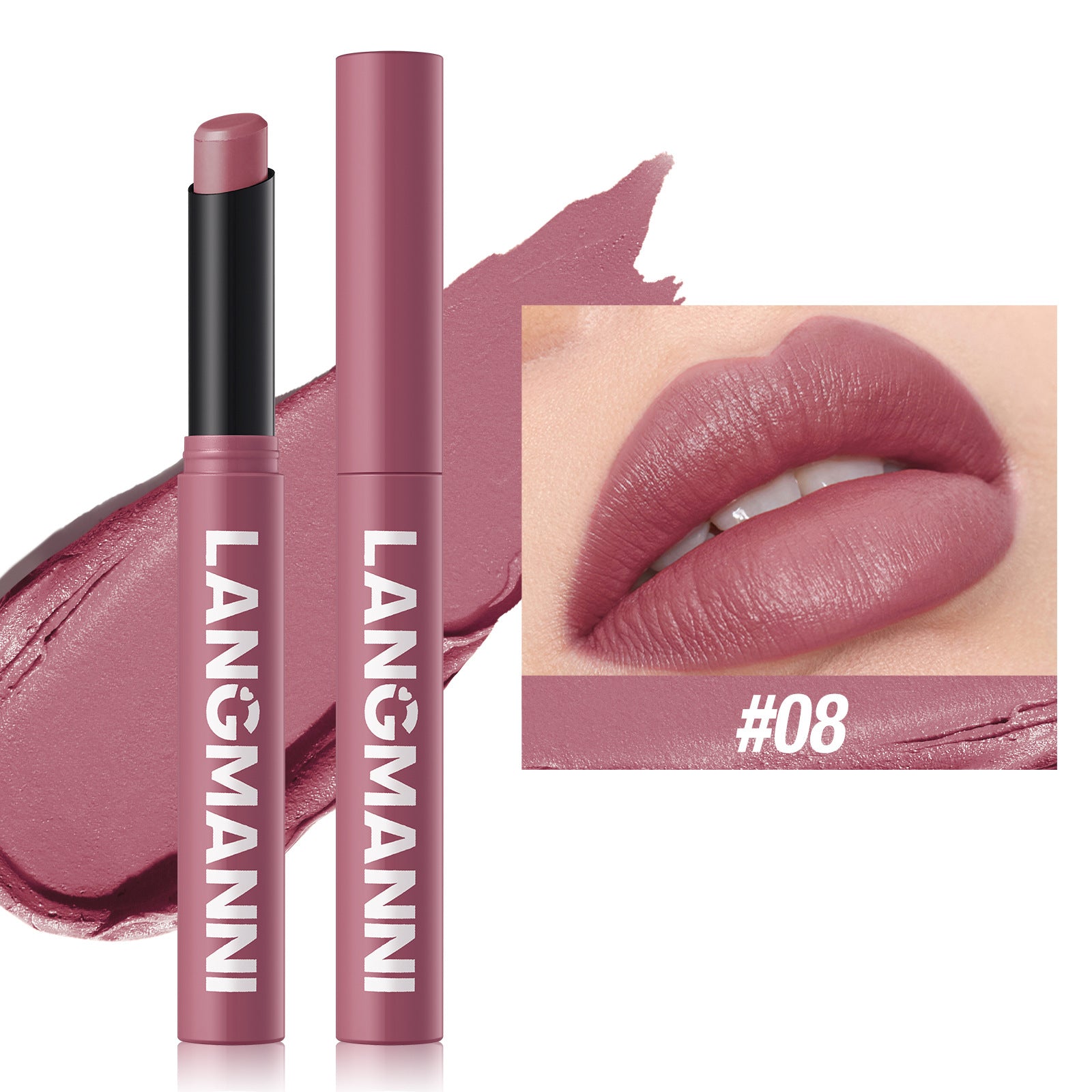 12-Color Angled Rotating Matte Lipstick Single Piece