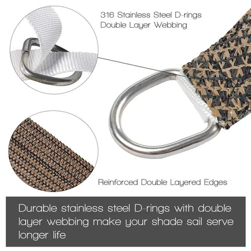 10'X10'X14'Mocha HDPE Sunshade Sail