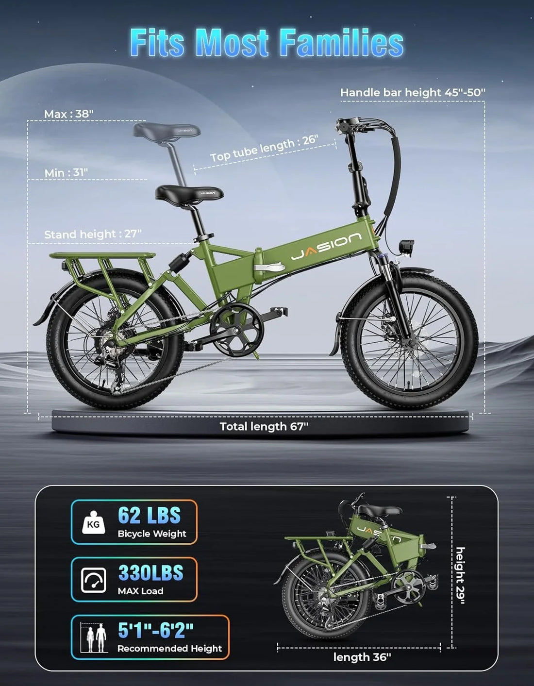 Jasion EB7 2.0 Foldable All-Terrain Electric Bike